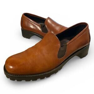 Cole Haan Country Women's Loafer 8A Brown Leather Chunky Low Heel Slip On